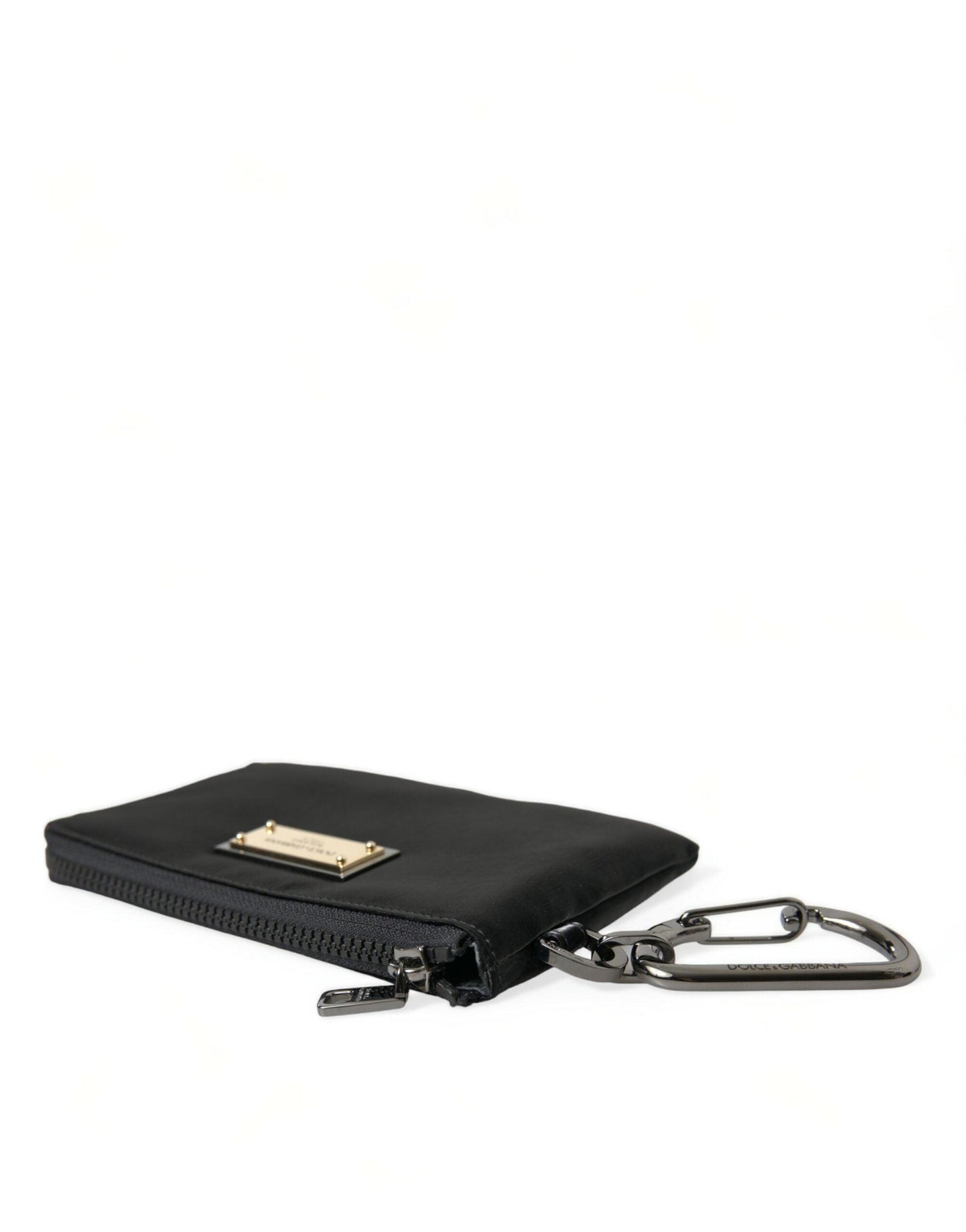 Pochette en nylon et cuir noir Dolce & Gabbana Elite avec logo Elegance