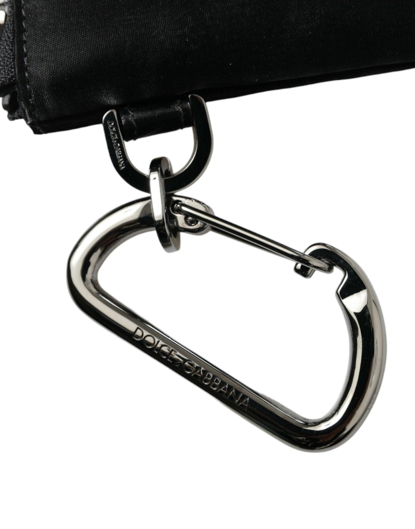 Pochette en nylon et cuir noir Dolce & Gabbana Elite avec logo Elegance