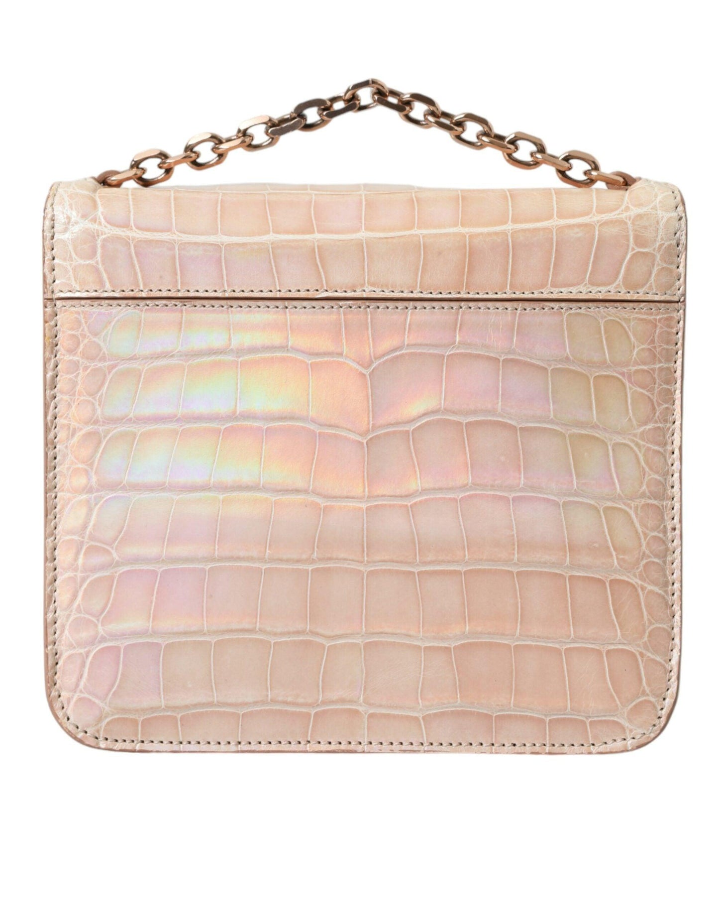 Mini sac à chaîne Balenciaga Neo Classic en cuir de crocodile beige