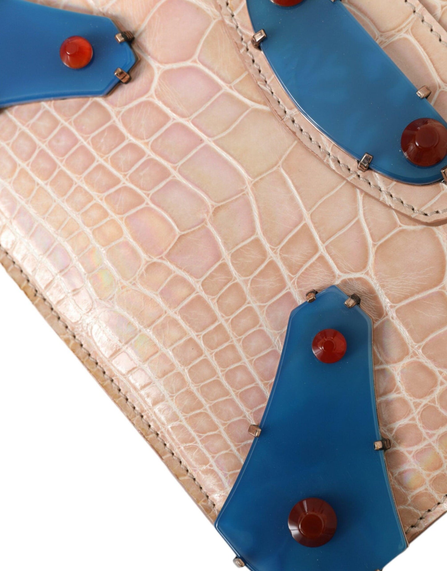 Mini sac à chaîne Balenciaga Neo Classic en cuir de crocodile beige
