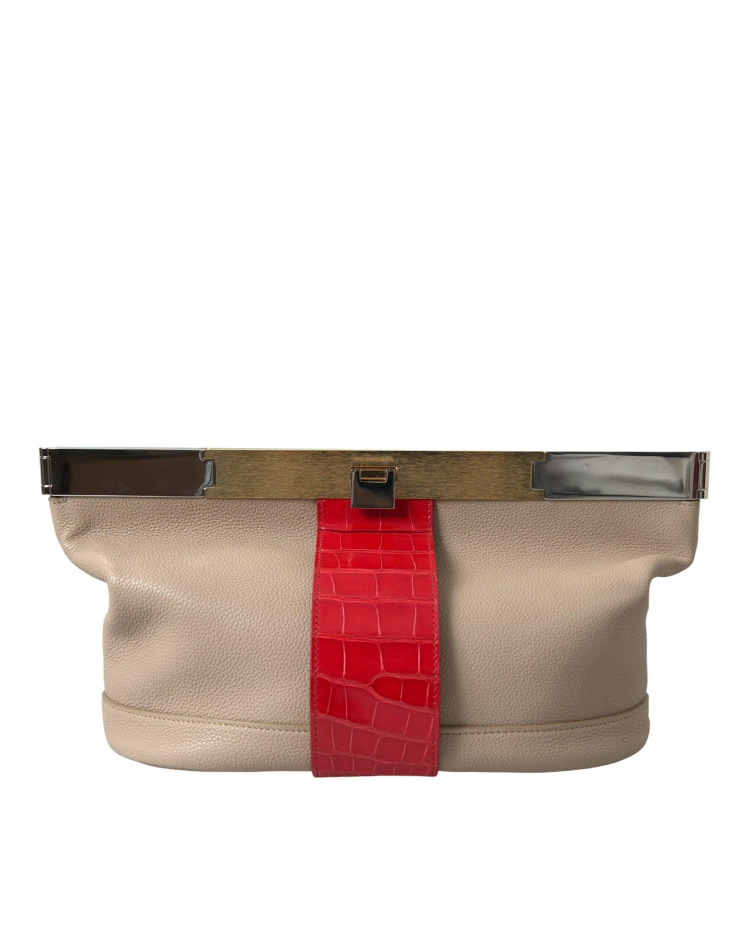 Pochette Balenciaga en cuir de veau et alligator bicolore
