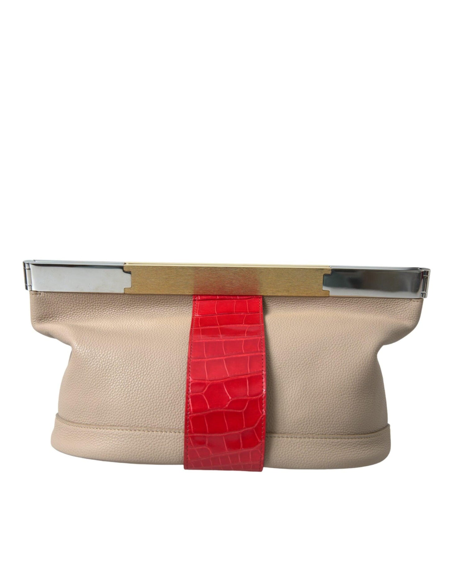 Pochette Balenciaga en cuir de veau et alligator bicolore