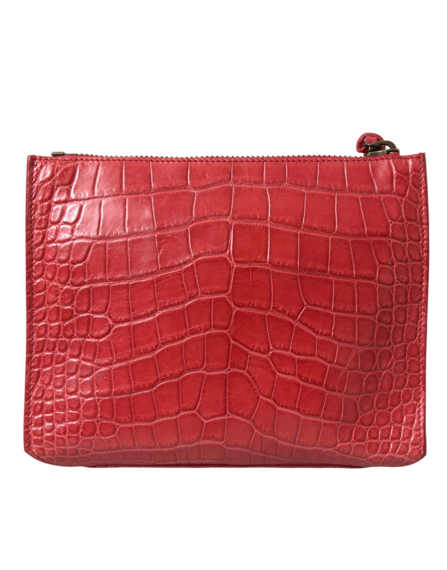 Pochette en cuir d'alligator rouge exotique Balenciaga