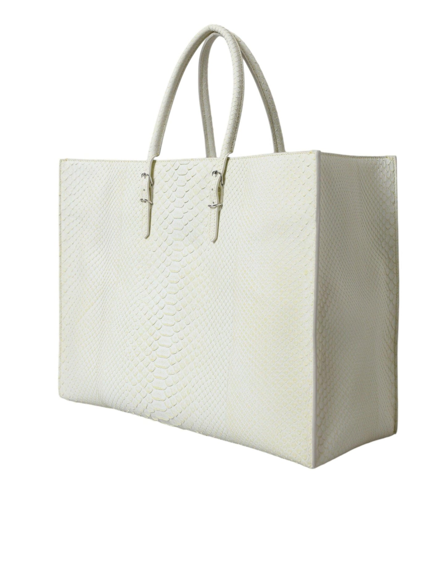 Sac fourre-tout en cuir python blanc et jaune Balenciaga