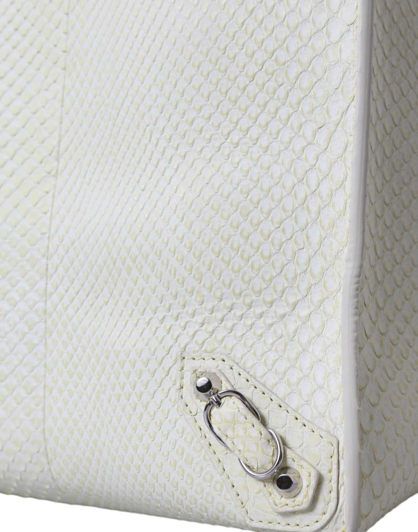 Sac fourre-tout en cuir python blanc et jaune Balenciaga