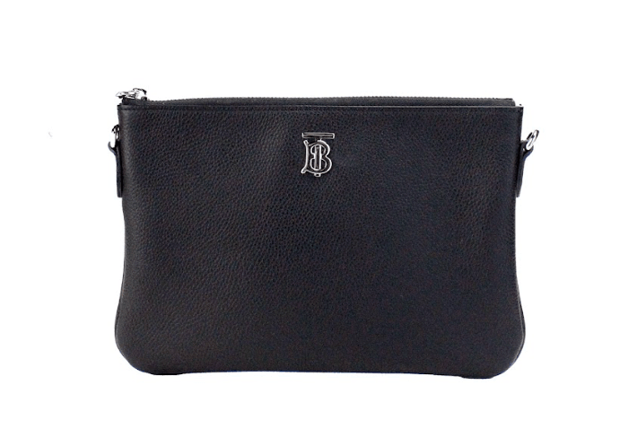 Sac à main en cuir noir avec pochette et porte-monnaie Burberry Peyton Monogram