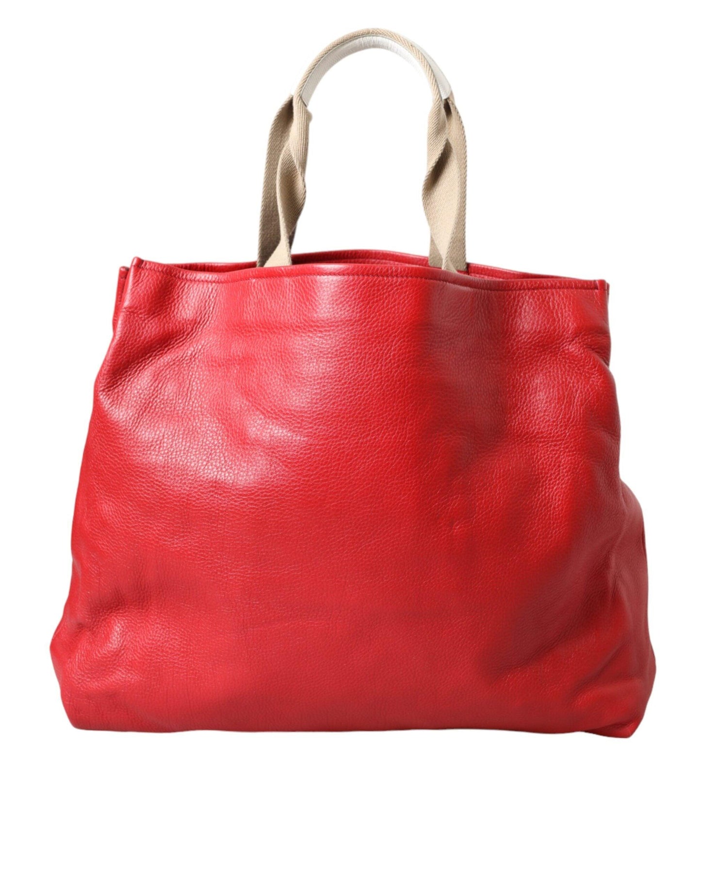 Dolce & Gabbana Red Leather Family Patch Tote Bag