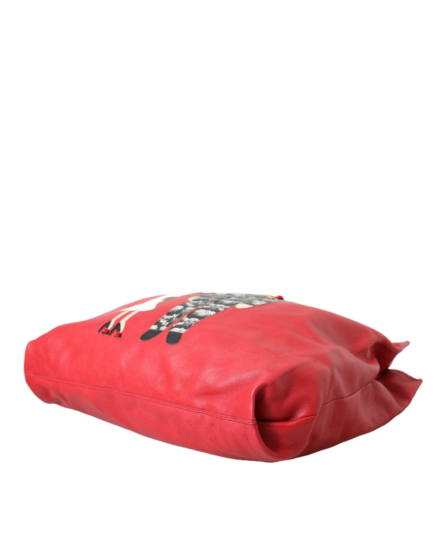 Dolce & Gabbana Red Leather Family Patch Tote Bag