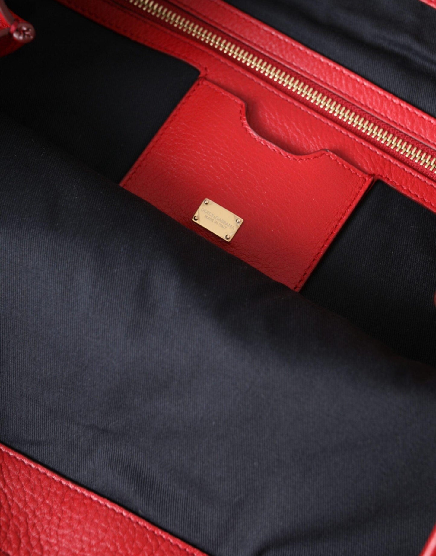 Dolce & Gabbana Red Leather Family Patch Tote Bag