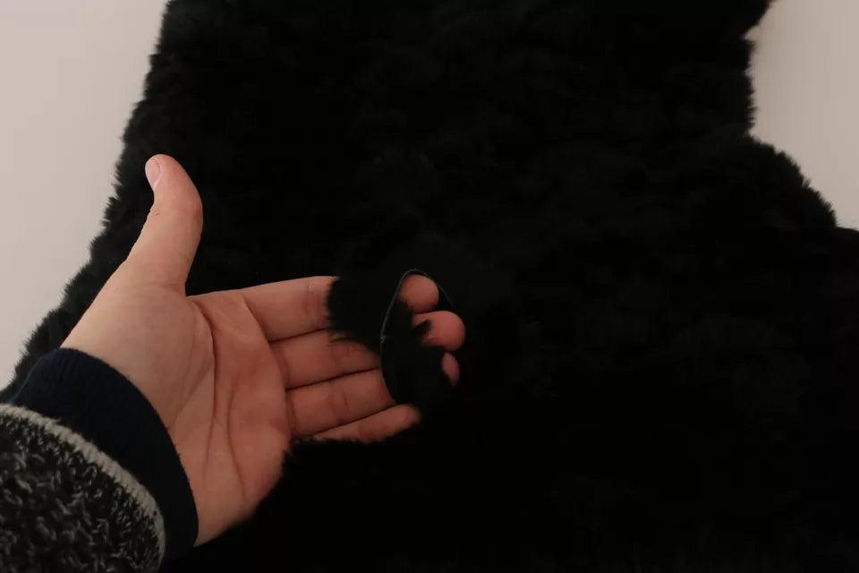 Écharpe à capuche en cachemire et fourrure de renard argenté noir Dolce & Gabbana