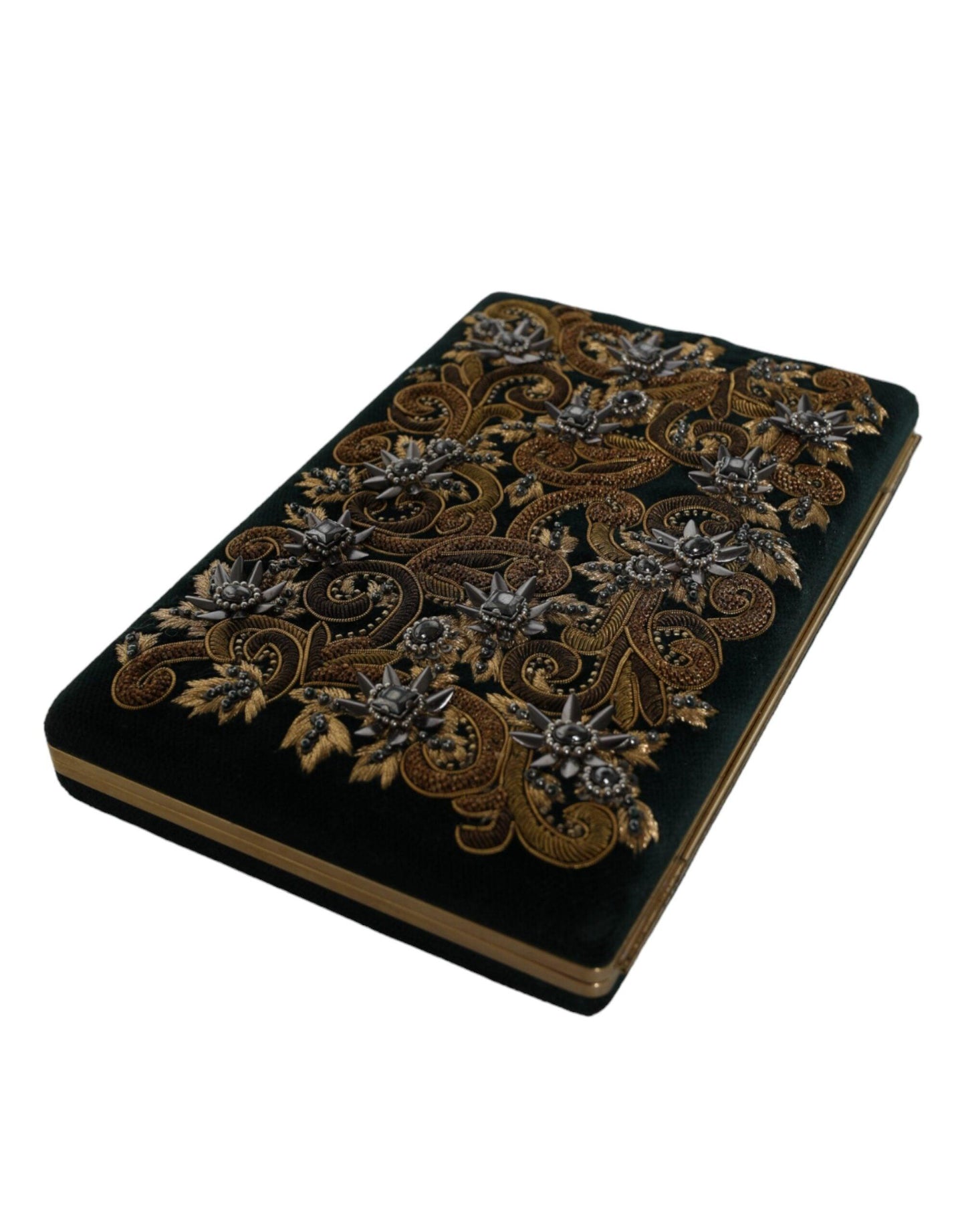 Mini-pochette baroque en velours noir Dolce & Gabbana