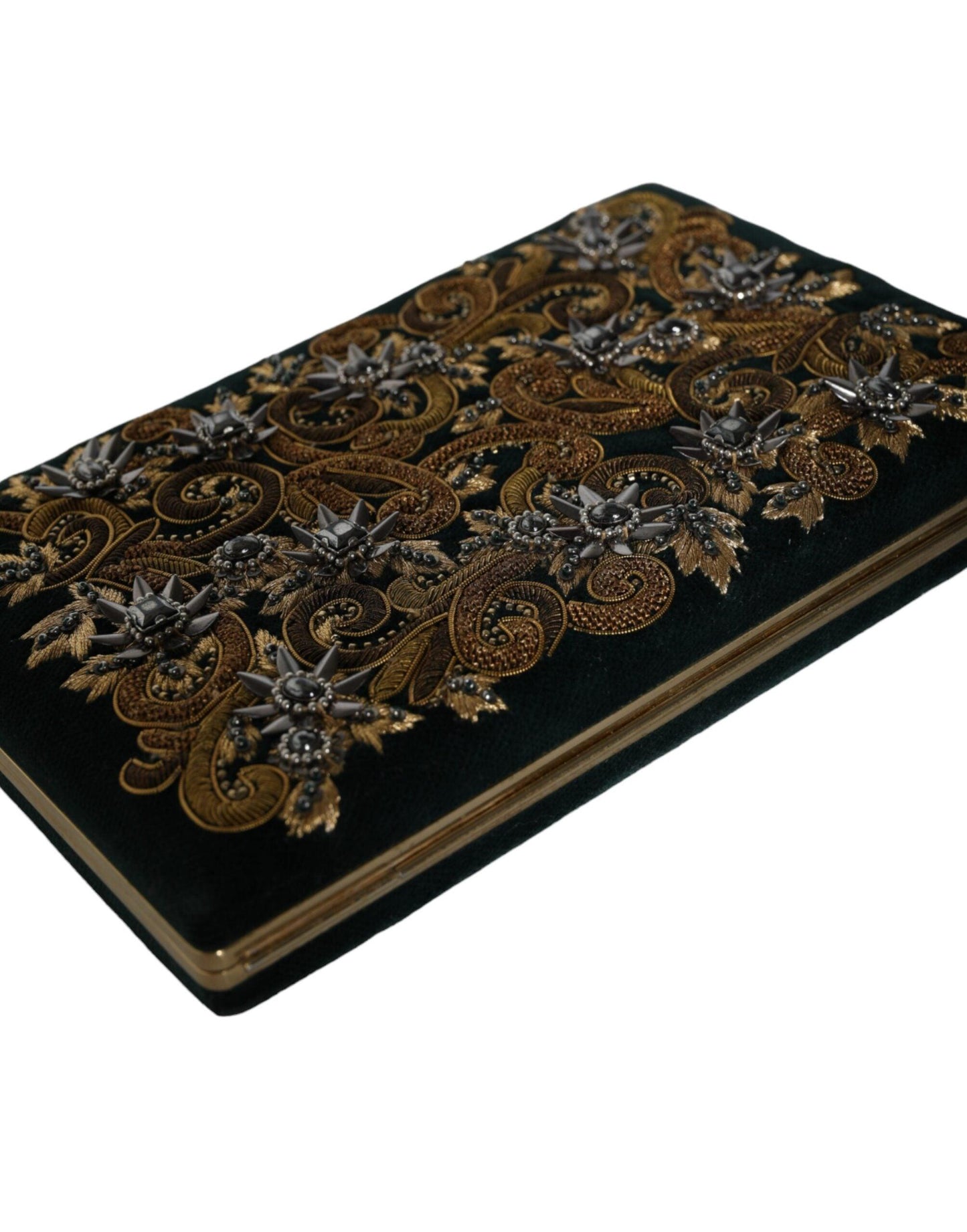 Mini-pochette baroque en velours noir Dolce & Gabbana