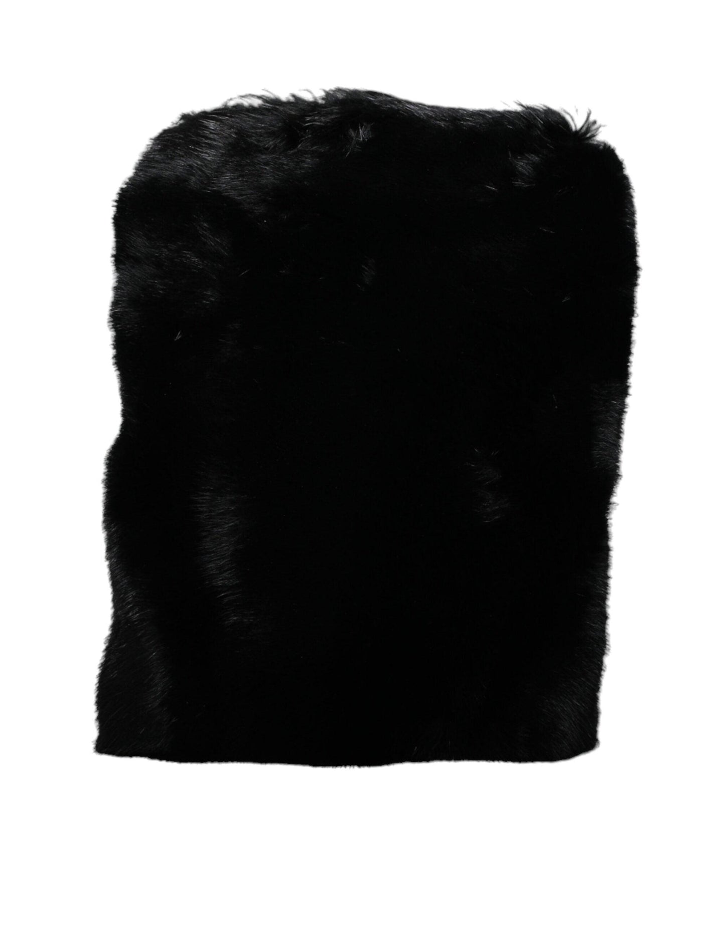 Sac à main bandoulière en fausse fourrure noire Dolce & Gabbana avec chaîne argentée