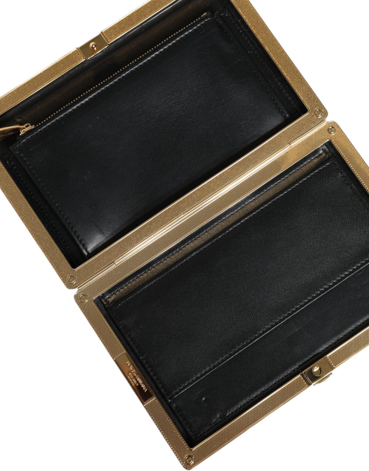 Pochette miniature en daim fleuri multicolore Dolce & Gabbana avec accents dorés