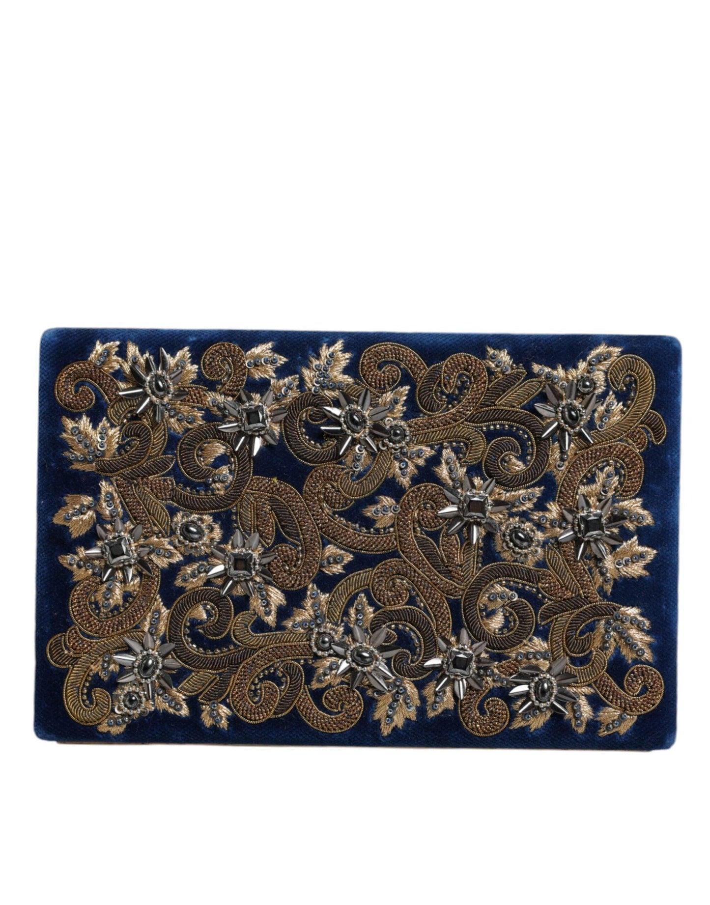 Pochette miniature en velours bleu Dolce & Gabbana avec cadre doré