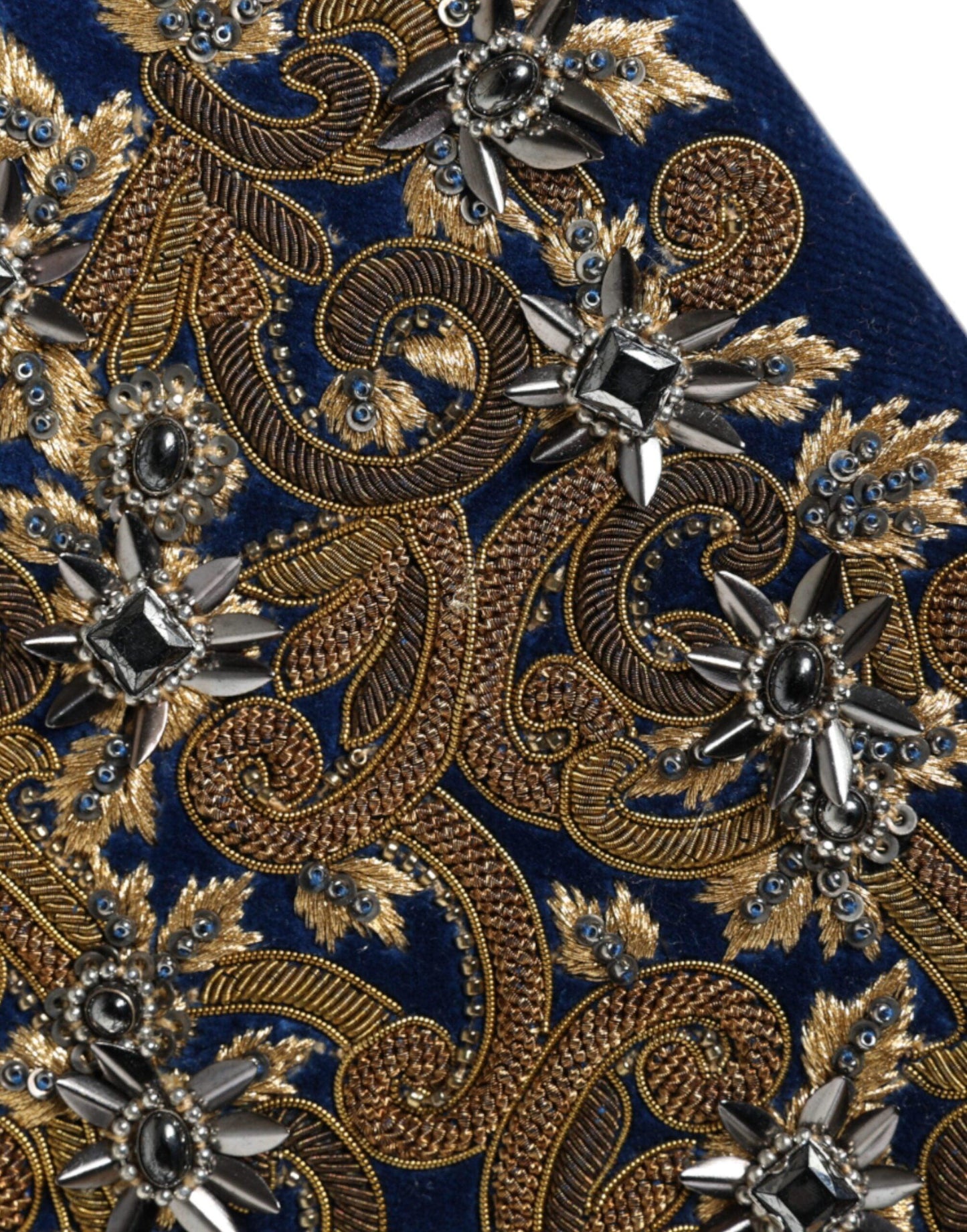 Pochette miniature en velours bleu Dolce & Gabbana avec cadre doré