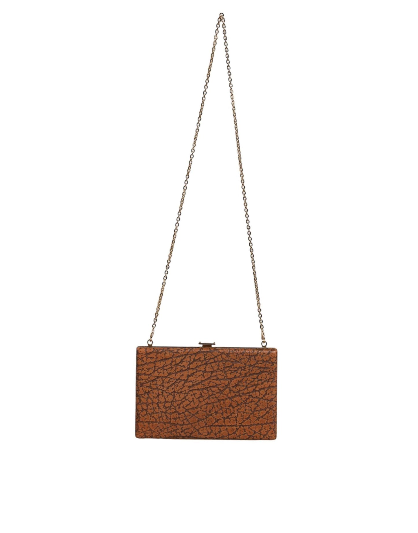 Mini sac à bandoulière en cuir marron Dolce & Gabbana avec cadre doré