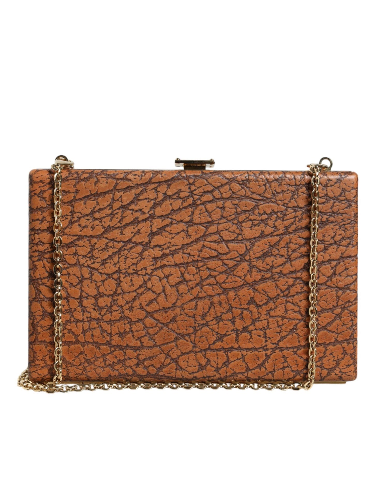 Mini sac à bandoulière en cuir marron Dolce & Gabbana avec cadre doré