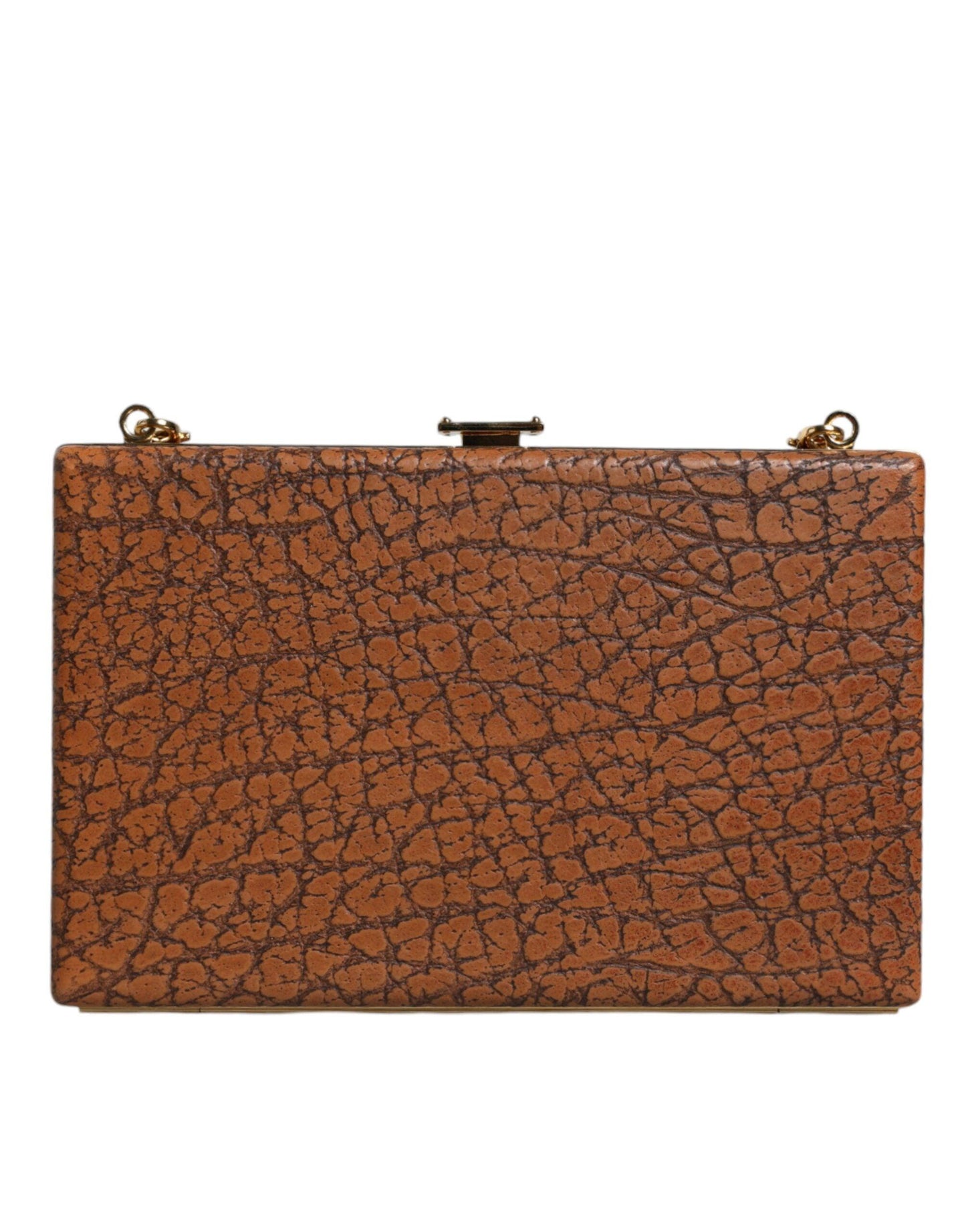 Mini sac à bandoulière en cuir marron Dolce & Gabbana avec cadre doré