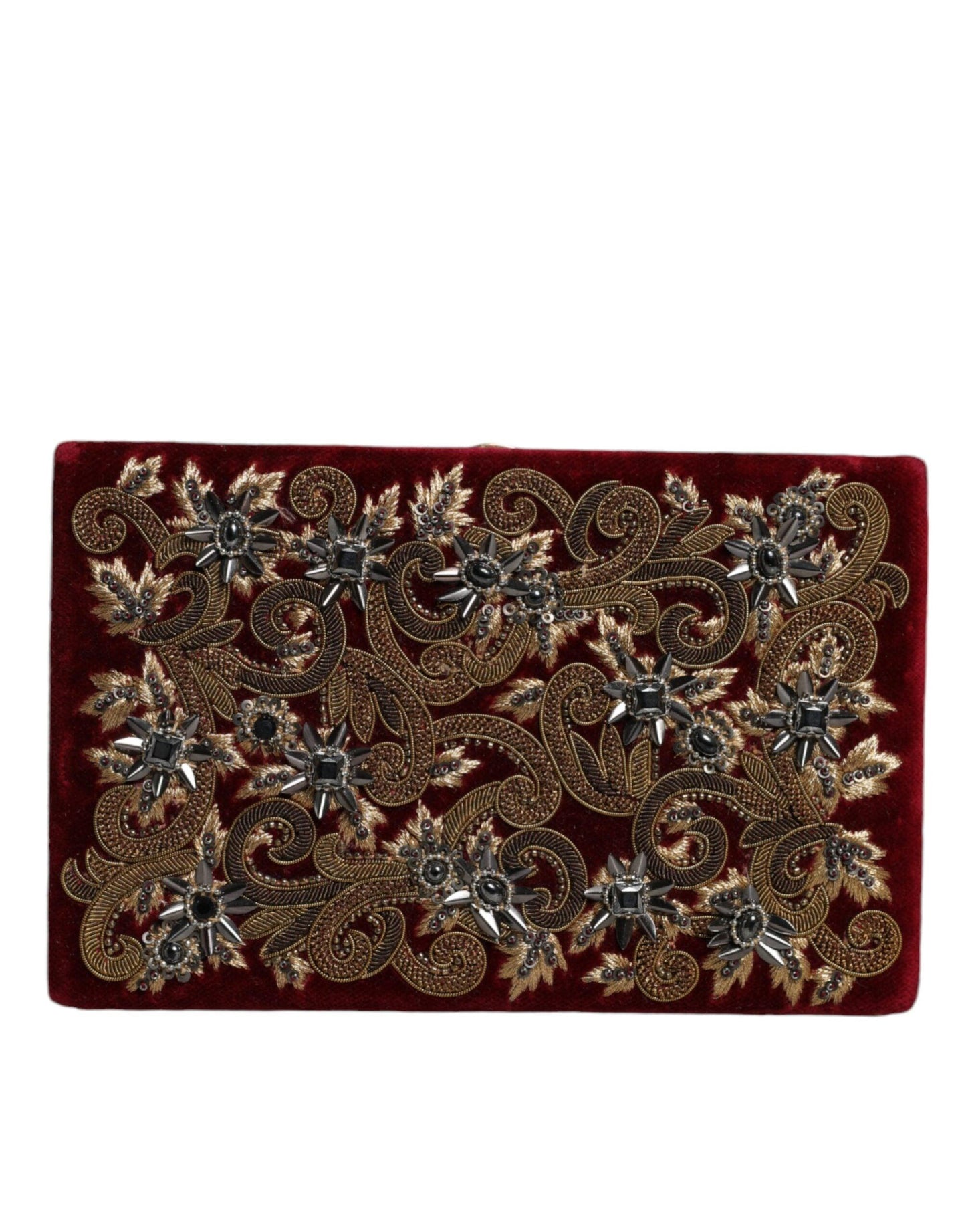 Pochette miniature baroque en velours rouge Dolce & Gabbana