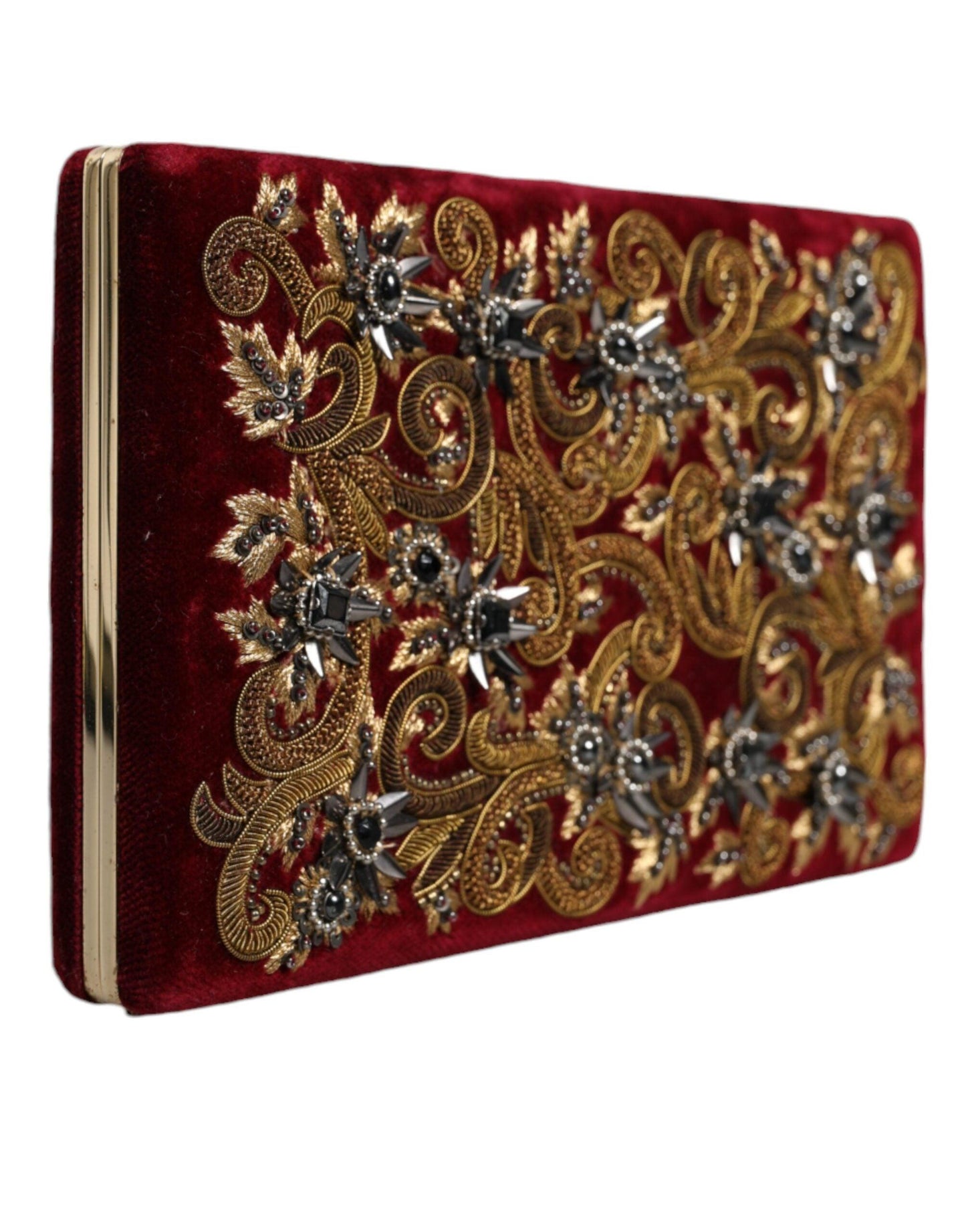 Pochette miniature baroque en velours rouge Dolce & Gabbana