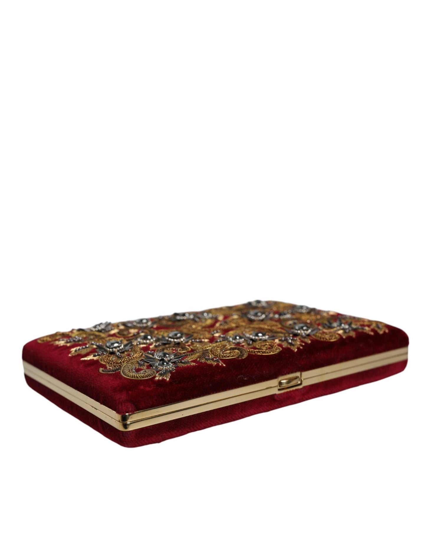 Pochette miniature baroque en velours rouge Dolce & Gabbana