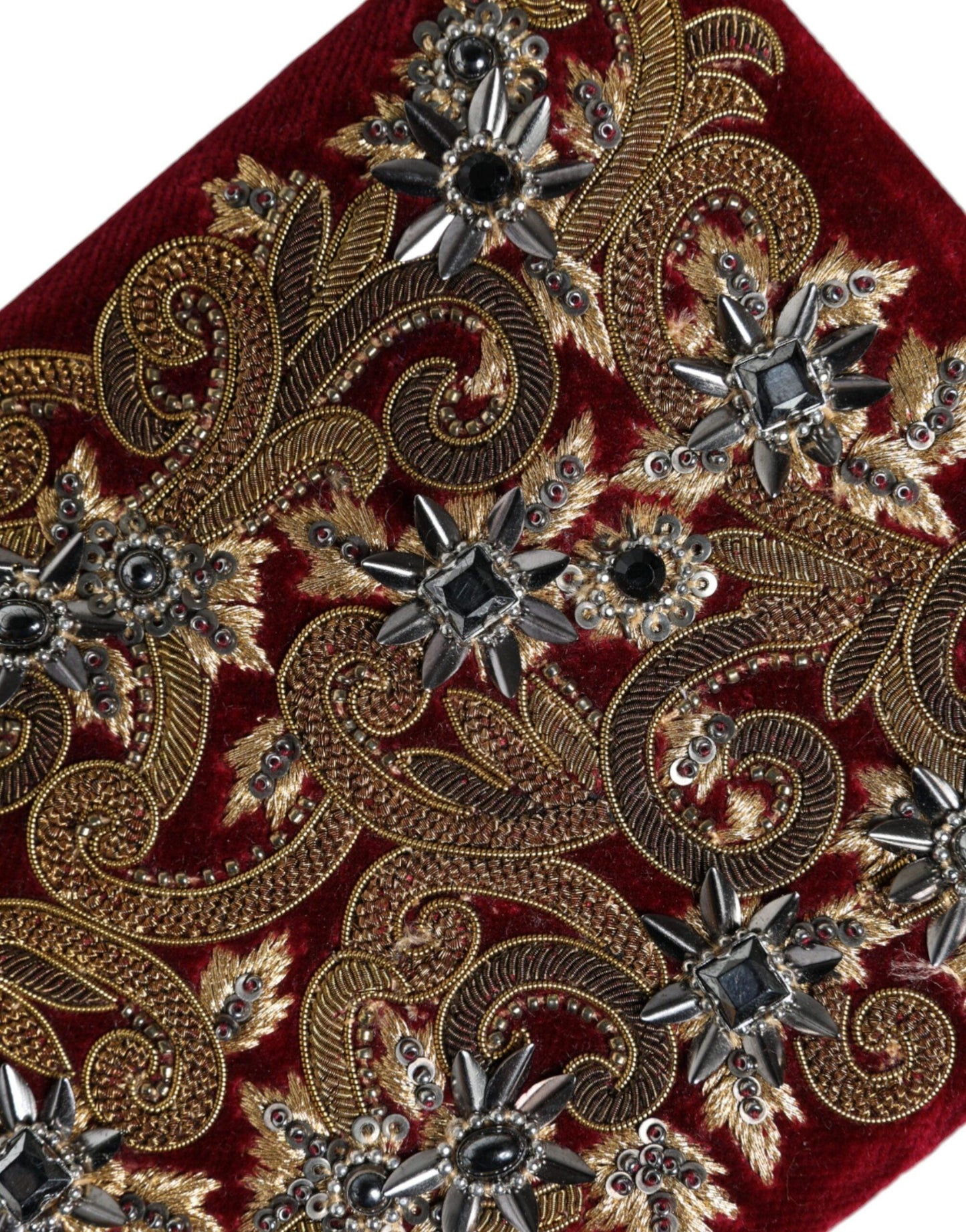 Pochette miniature baroque en velours rouge Dolce & Gabbana