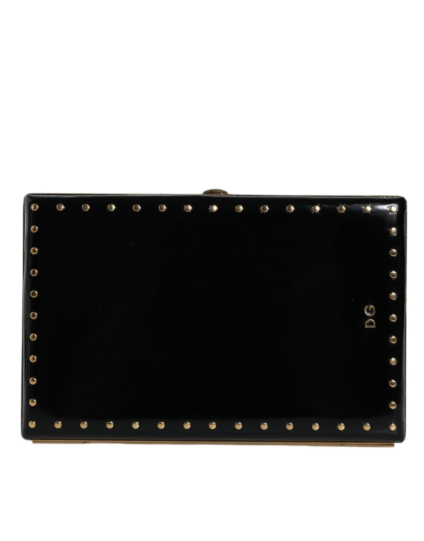 Pochette miniature en cuir noir avec accents dorés Dolce & Gabbana