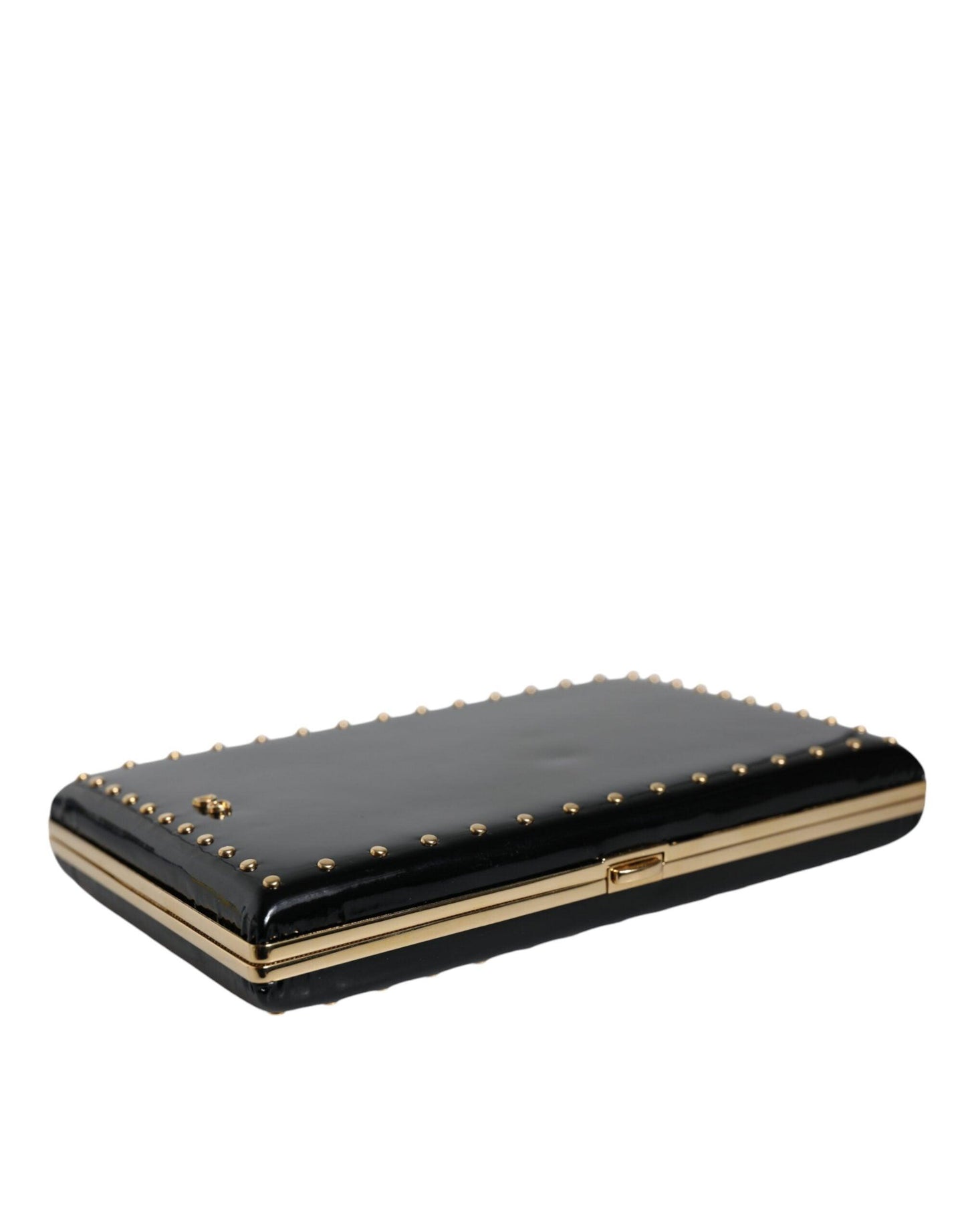 Pochette miniature en cuir noir avec accents dorés Dolce & Gabbana
