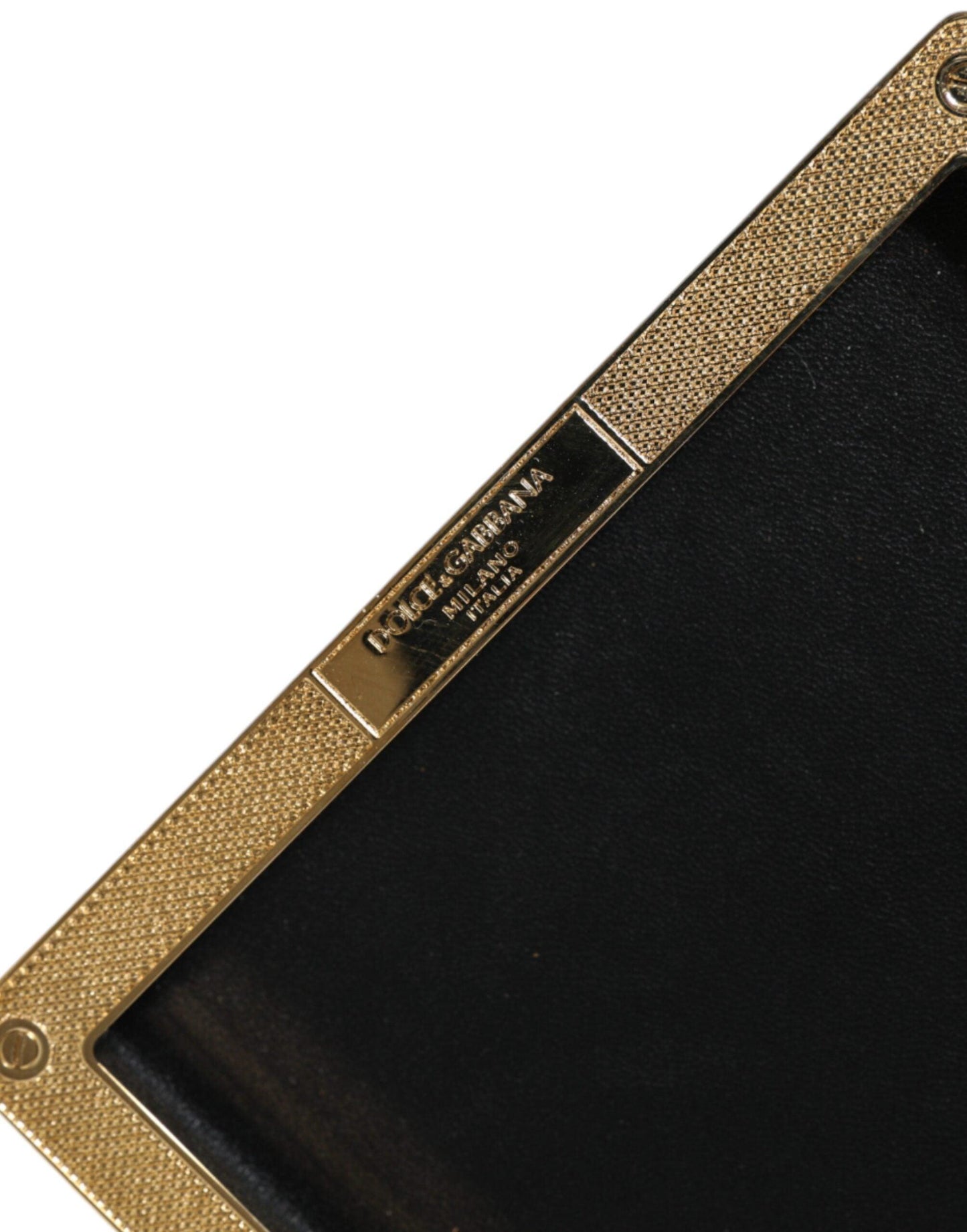 Pochette miniature en cuir noir avec accents dorés Dolce & Gabbana