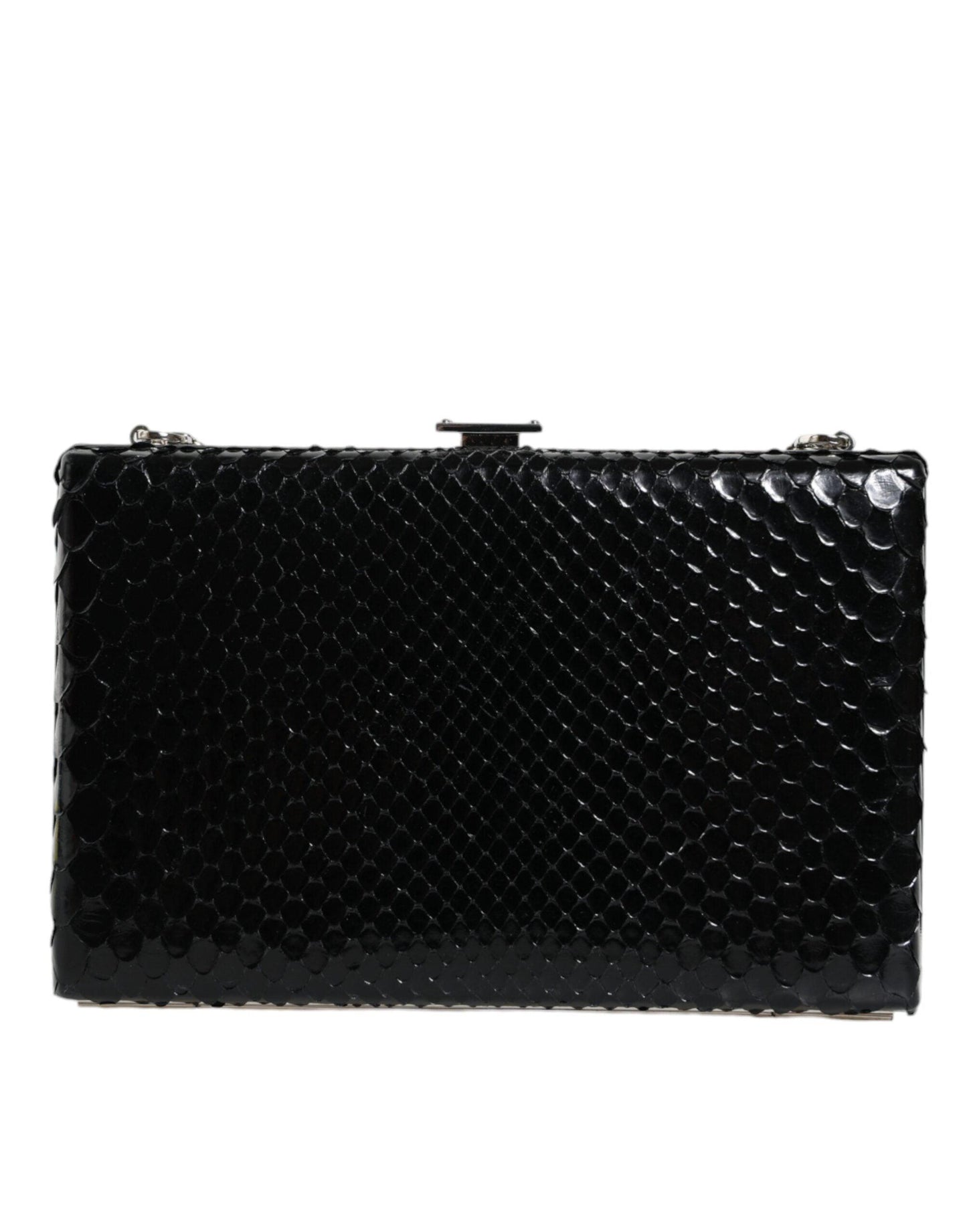 Mini sac à bandoulière en cuir noir Dolce & Gabbana avec cadre argenté