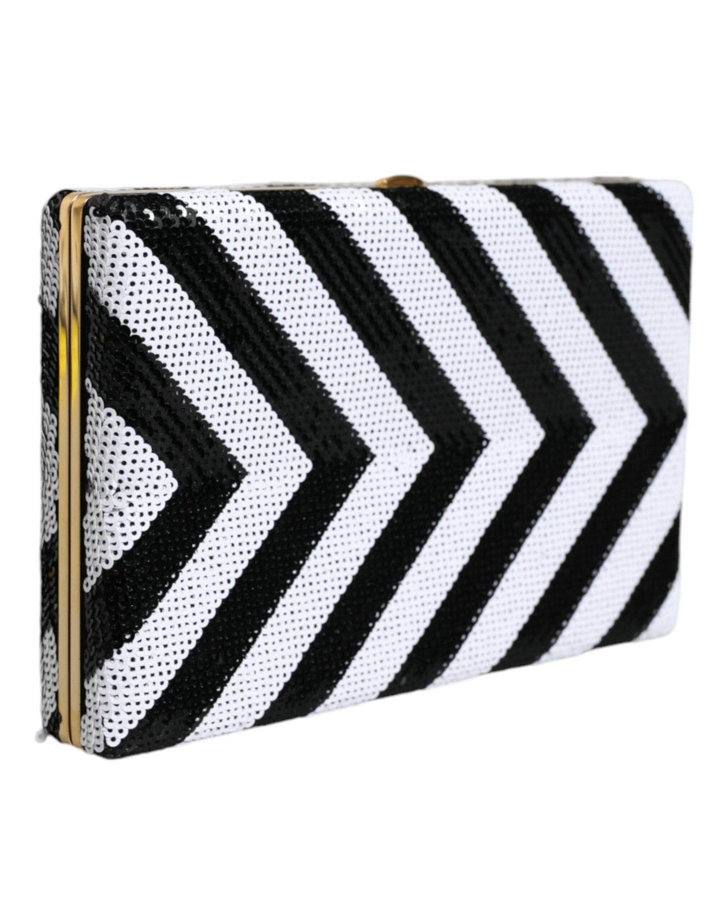 Sac à main de soirée Dolce & Gabbana avec cadre noir, blanc et doré