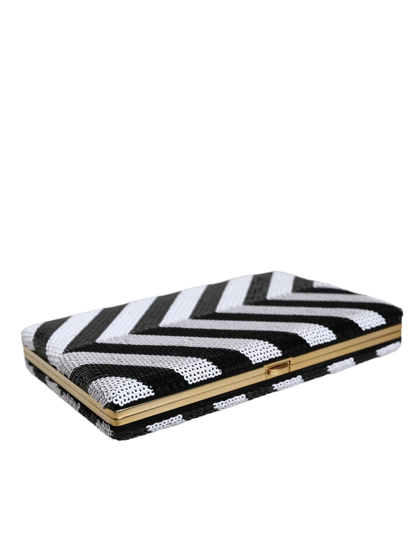 Sac à main de soirée Dolce & Gabbana avec cadre noir, blanc et doré