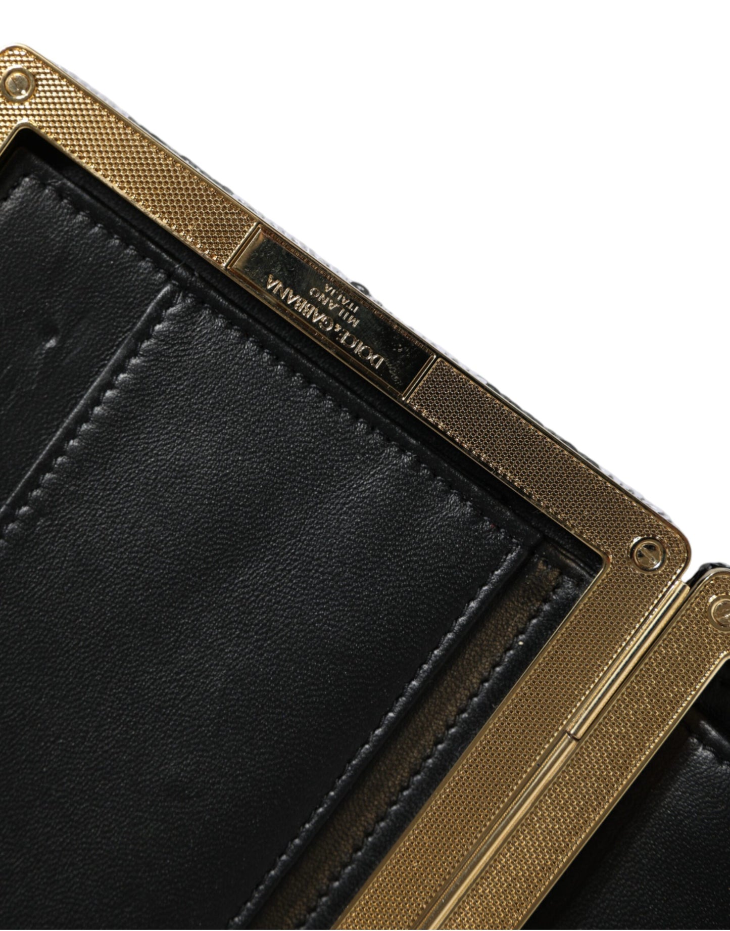Sac à main de soirée Dolce & Gabbana avec cadre noir, blanc et doré