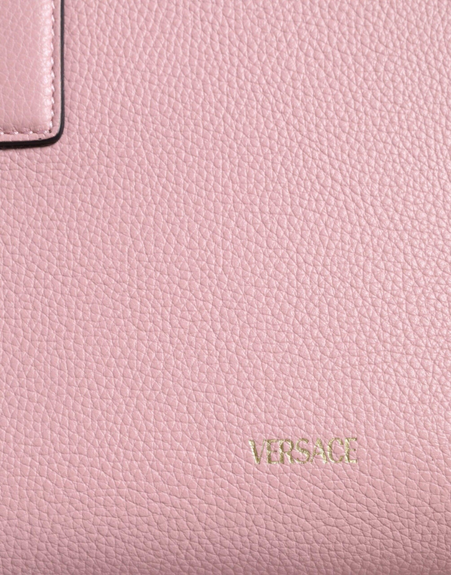 Petit sac à bandoulière en cuir de veau grainé rose Versace