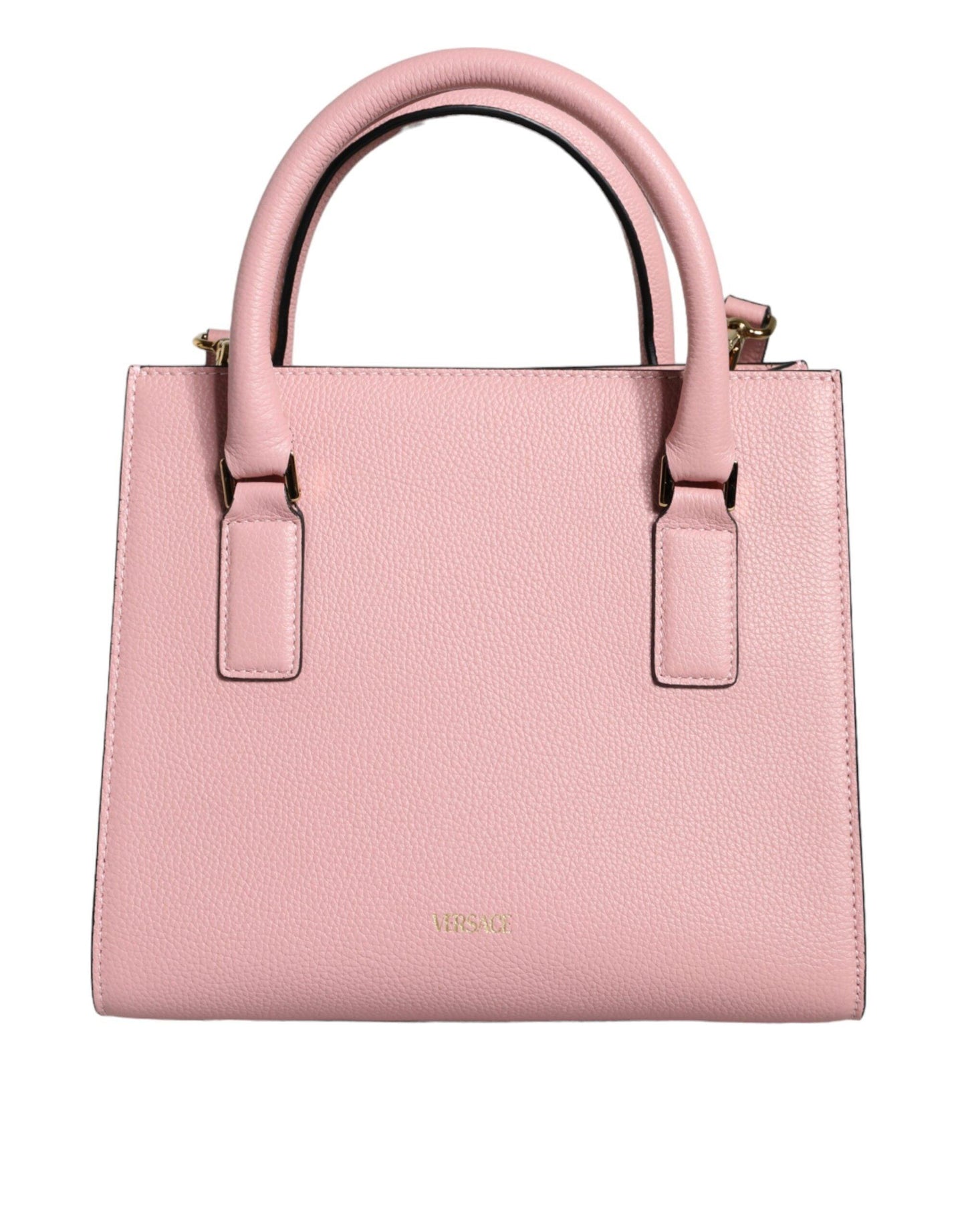 Petit sac à bandoulière en cuir de veau grainé rose Versace
