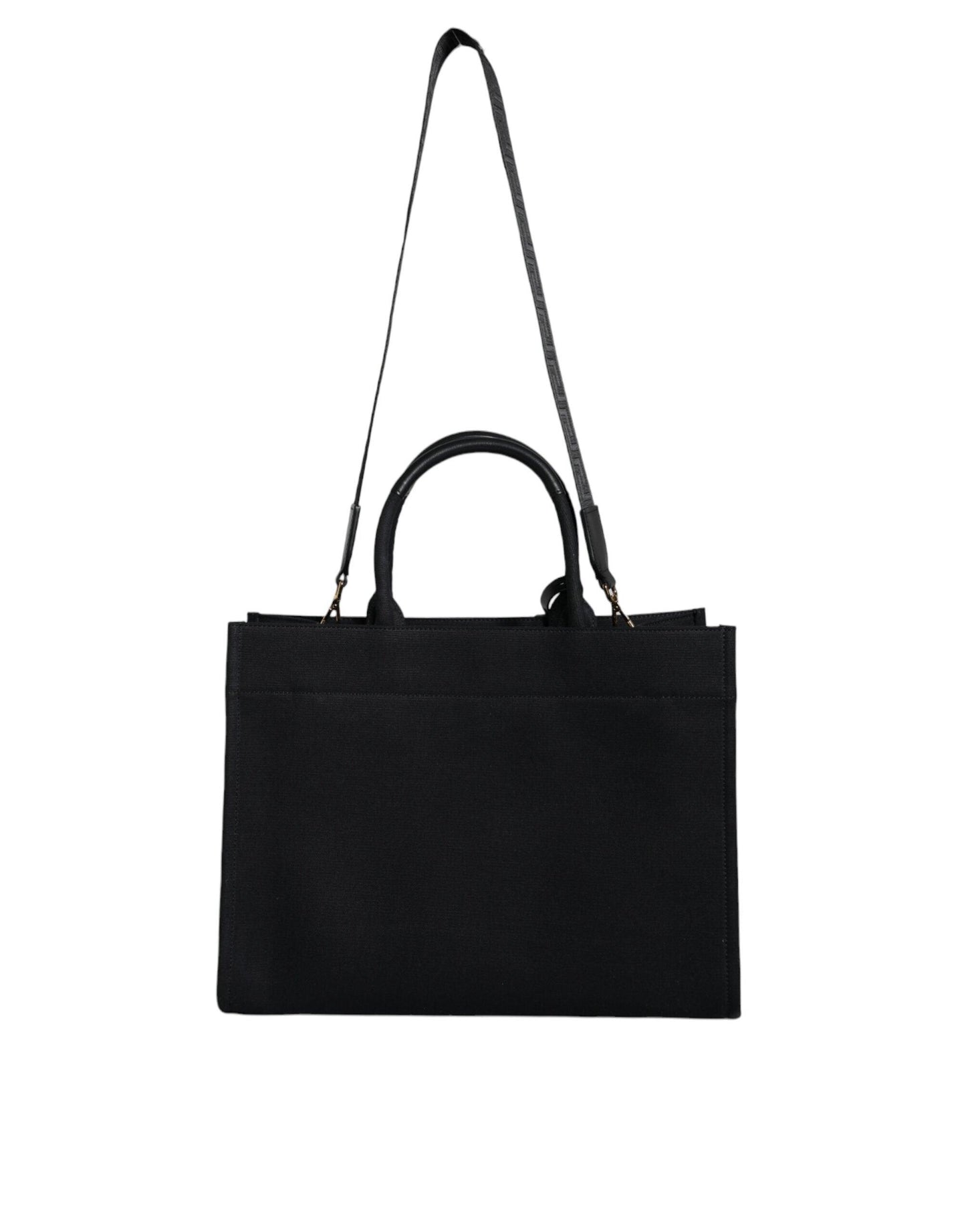 Sac fourre-tout à bandoulière en cuir noir avec logo Versace