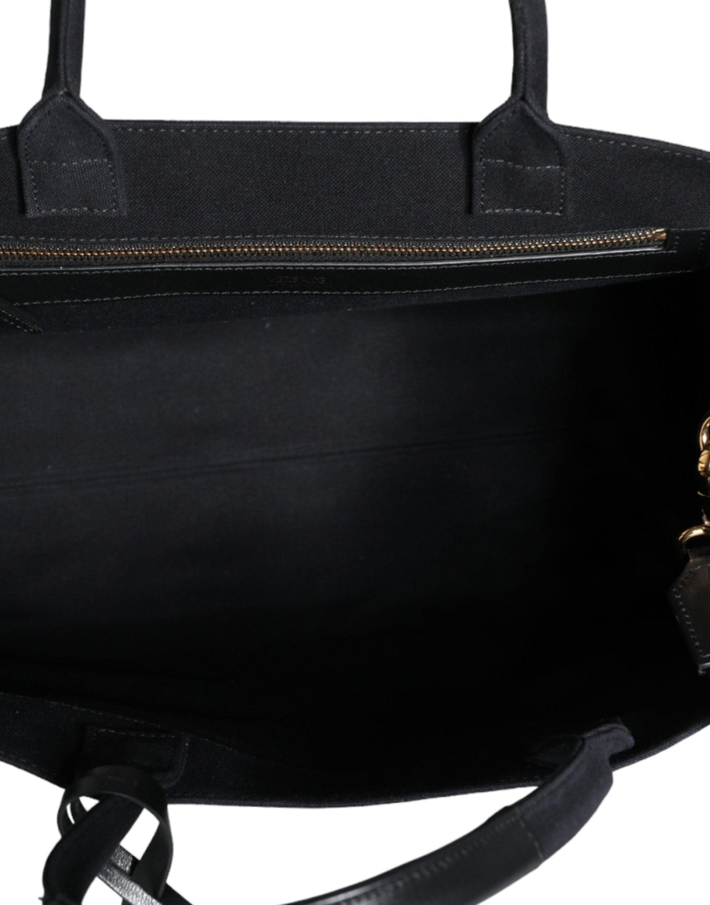 Sac fourre-tout à bandoulière en cuir noir avec logo Versace