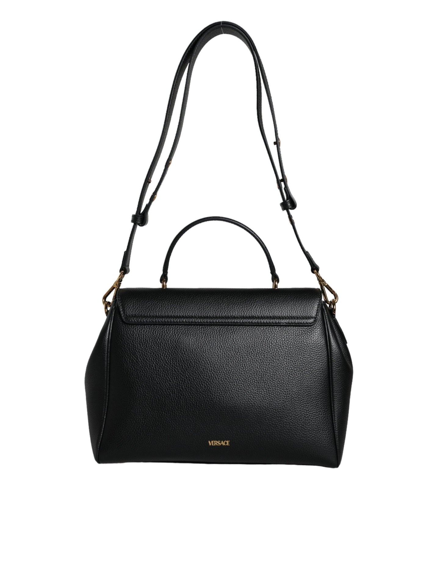 Sac bandoulière en cuir de veau grainé noir Versace