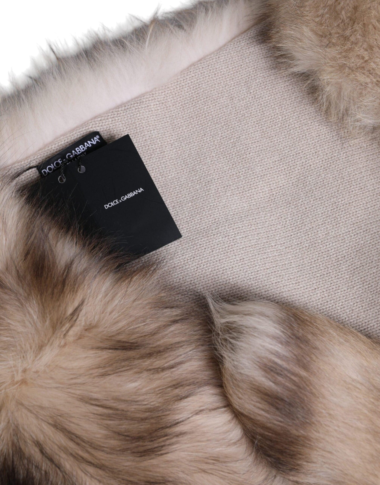 Écharpe d'hiver cache-cou en fourrure de renard marron Dolce & Gabbana