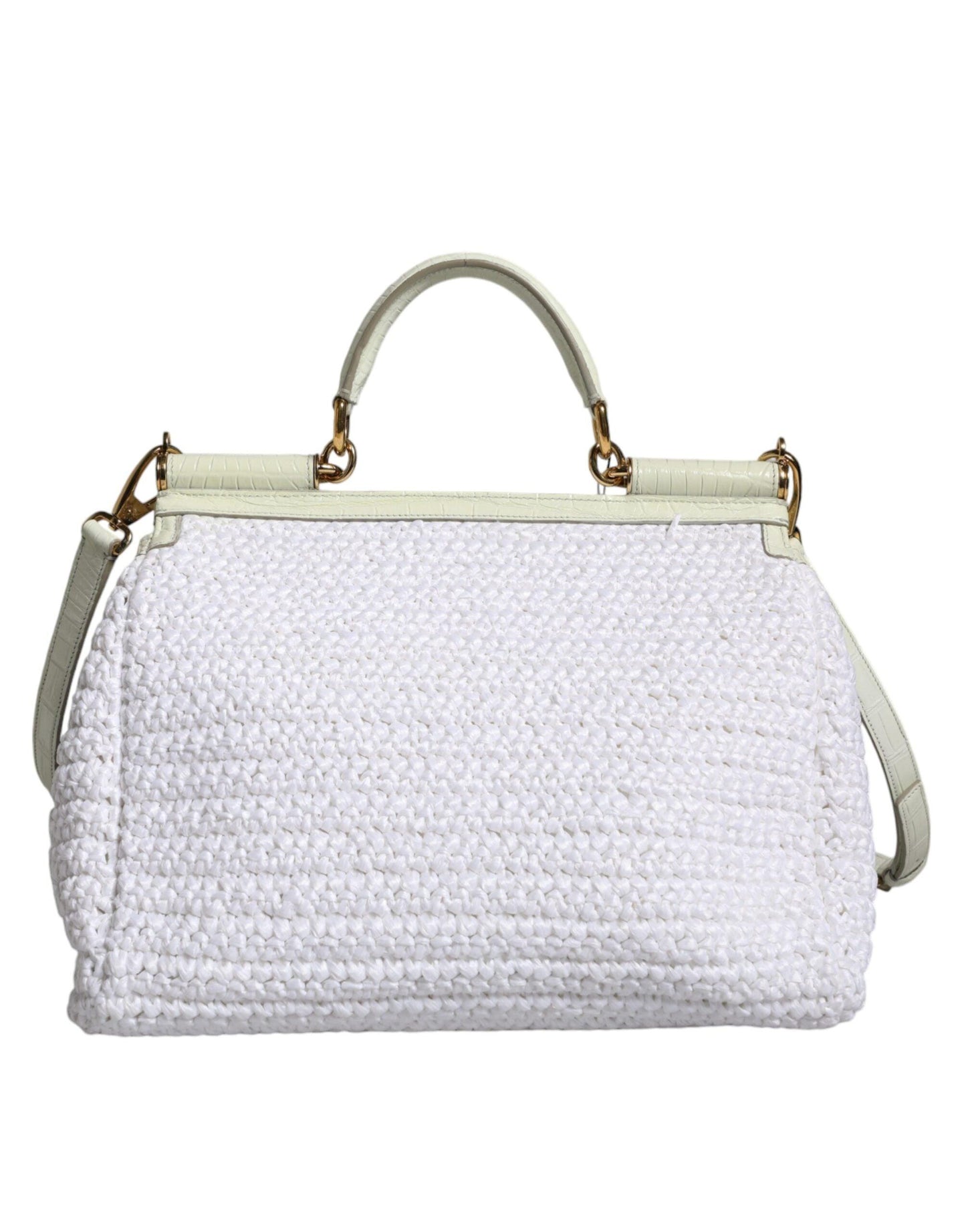 Sac bandoulière SICILY en cuir raphia blanc Dolce & Gabbana