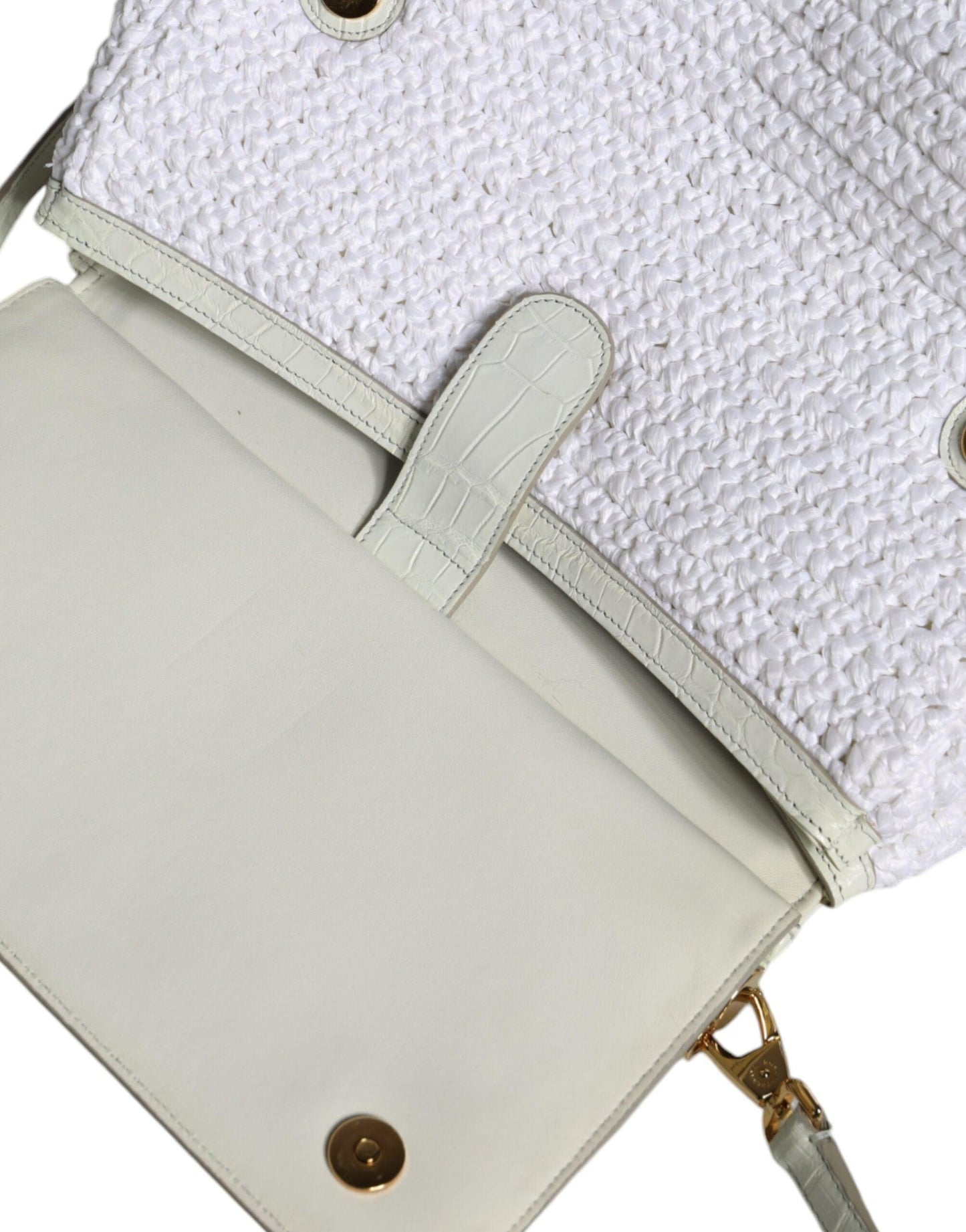 Sac bandoulière SICILY en cuir raphia blanc Dolce & Gabbana
