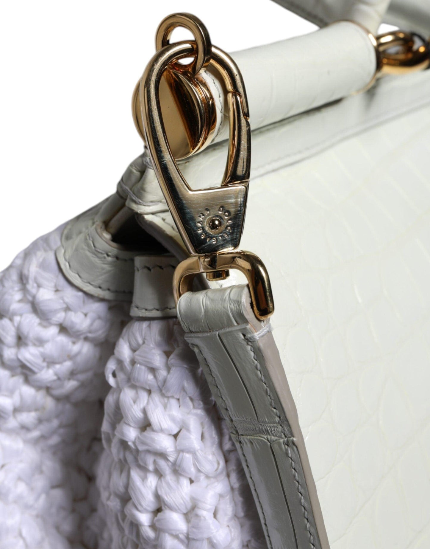 Sac bandoulière SICILY en cuir raphia blanc Dolce & Gabbana
