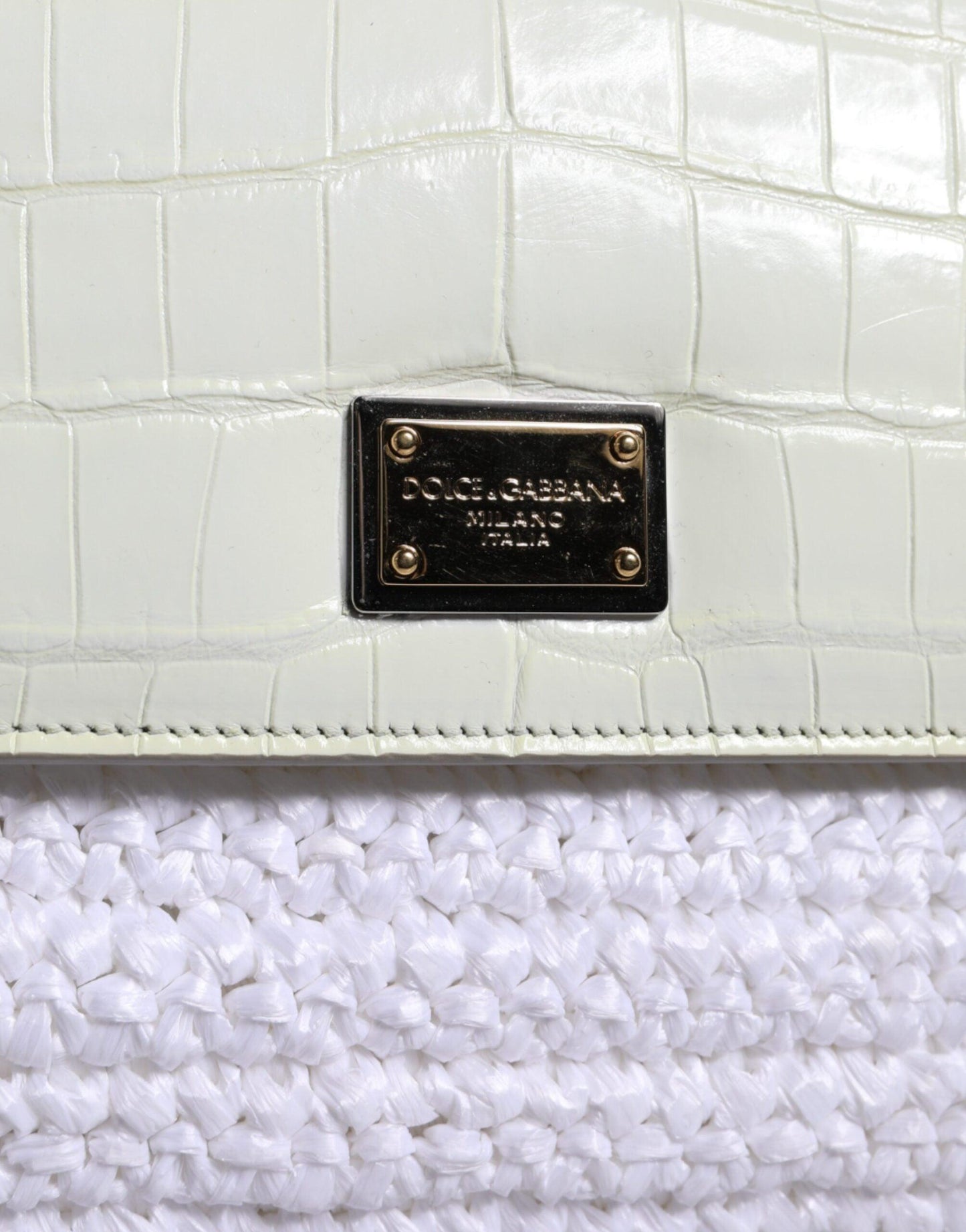 Sac bandoulière SICILY en cuir raphia blanc Dolce & Gabbana