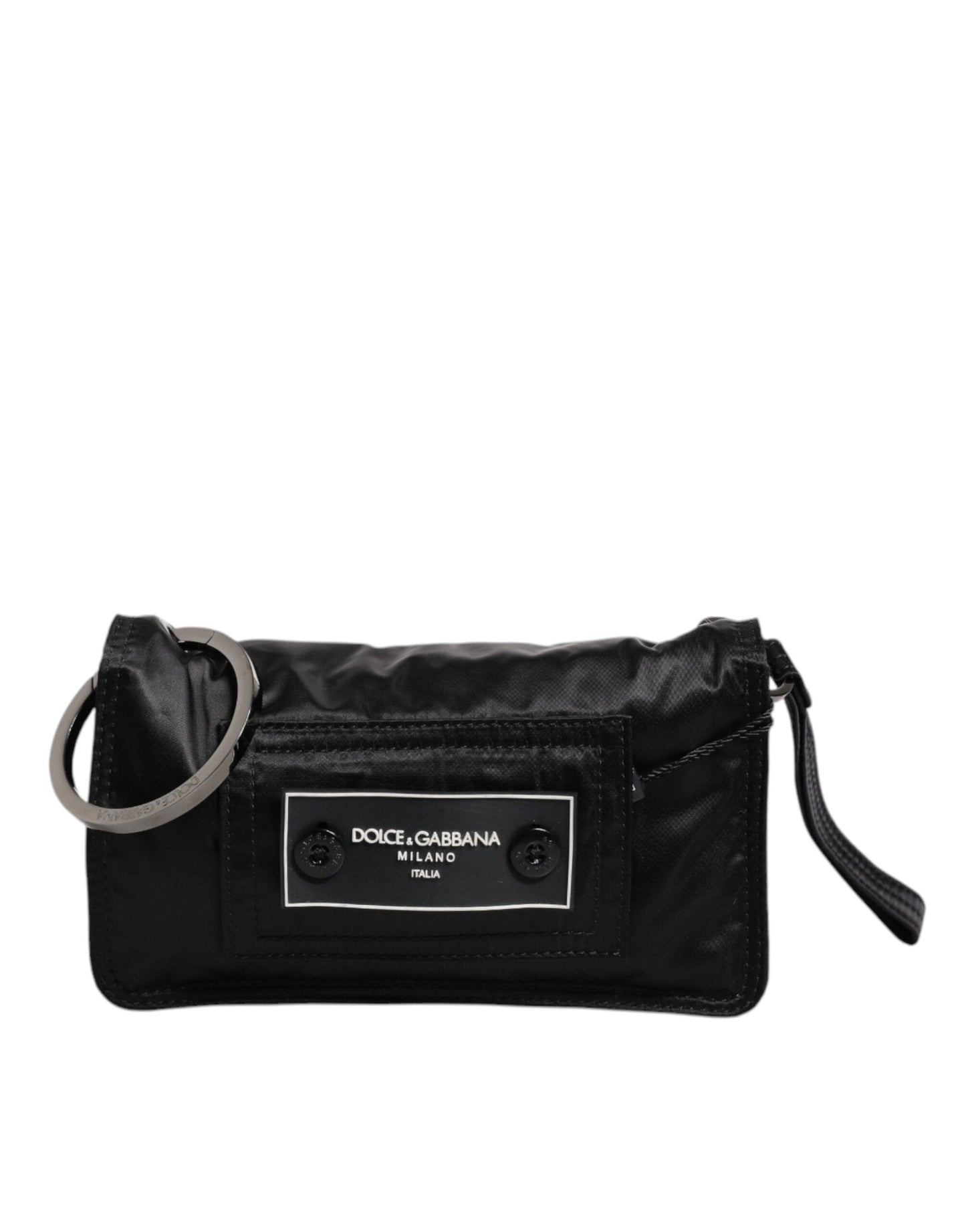 Sac à bandoulière à deux volets en tissu noir Dolce & Gabbana avec logo
