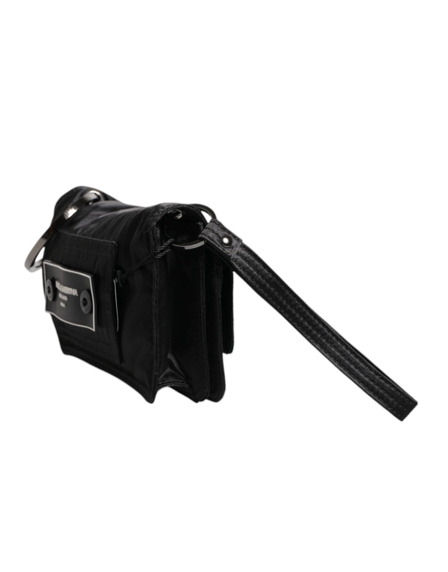 Sac à bandoulière à deux volets en tissu noir Dolce & Gabbana avec logo