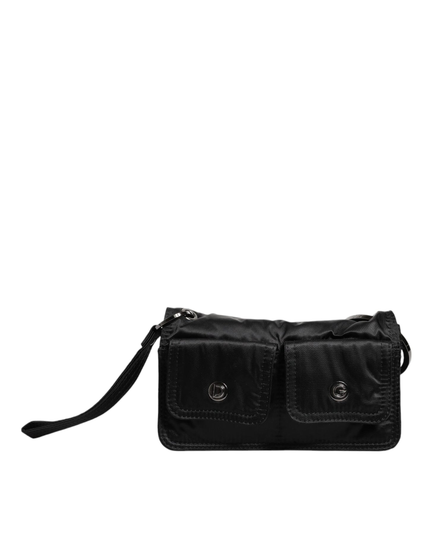 Sac à bandoulière à deux volets en tissu noir Dolce & Gabbana avec logo