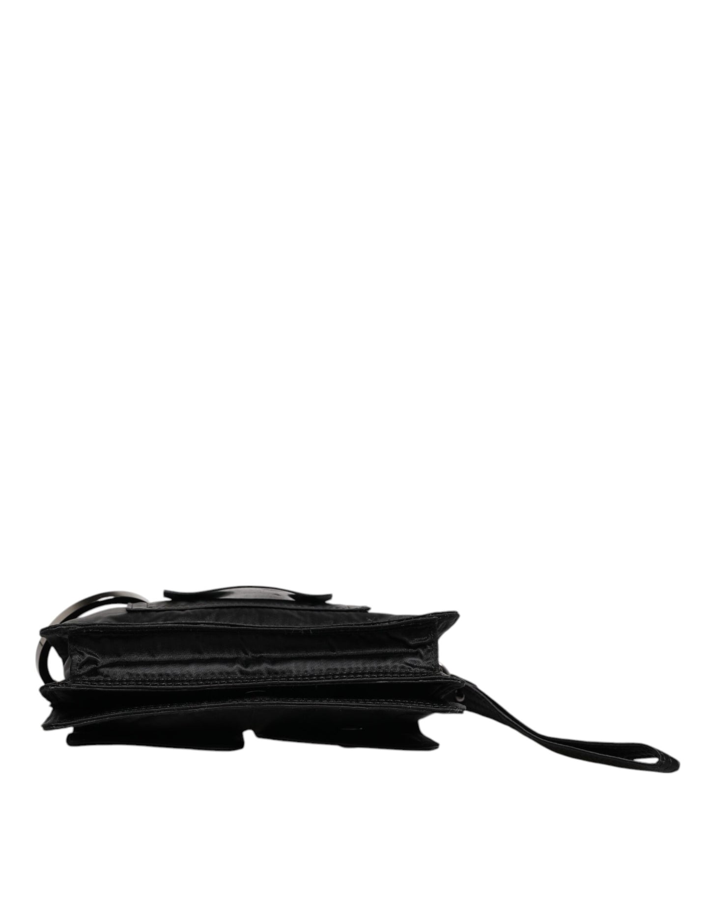 Sac à bandoulière à deux volets en tissu noir Dolce & Gabbana avec logo