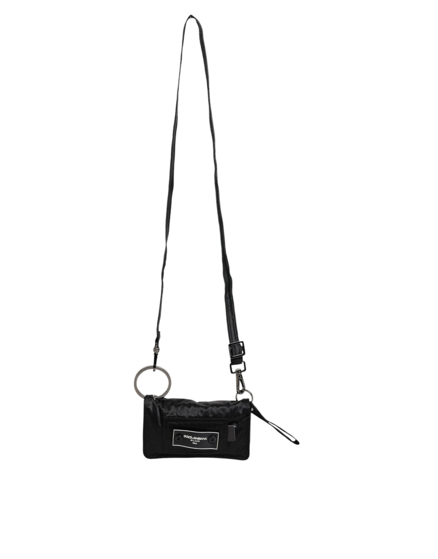 Sac à bandoulière à deux volets en tissu noir Dolce & Gabbana avec logo