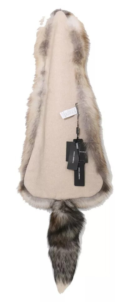Écharpe à col châle en fourrure de renard marron Dolce & Gabbana